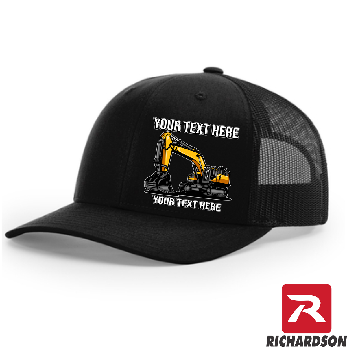 Excavator Solo  - Your Text Here - Richardson 112  Trucker Snapback Hats - Free Shipping