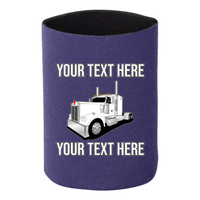 Kenworth W900  Full Truck Flat Top - 1 DOZEN Can Cooler Koozies - Your Text Here - Free Shipping
