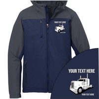 Kenworth Full Truck - Your Text Here - Port Authority Hooded Core Soft Shell Jacket -Free Shipping