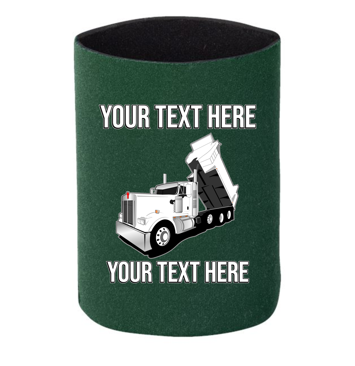 Kenworth W990 Dump Truck - 1 DOZEN Can Cooler Koozies - Your Text Here - Free Shipping