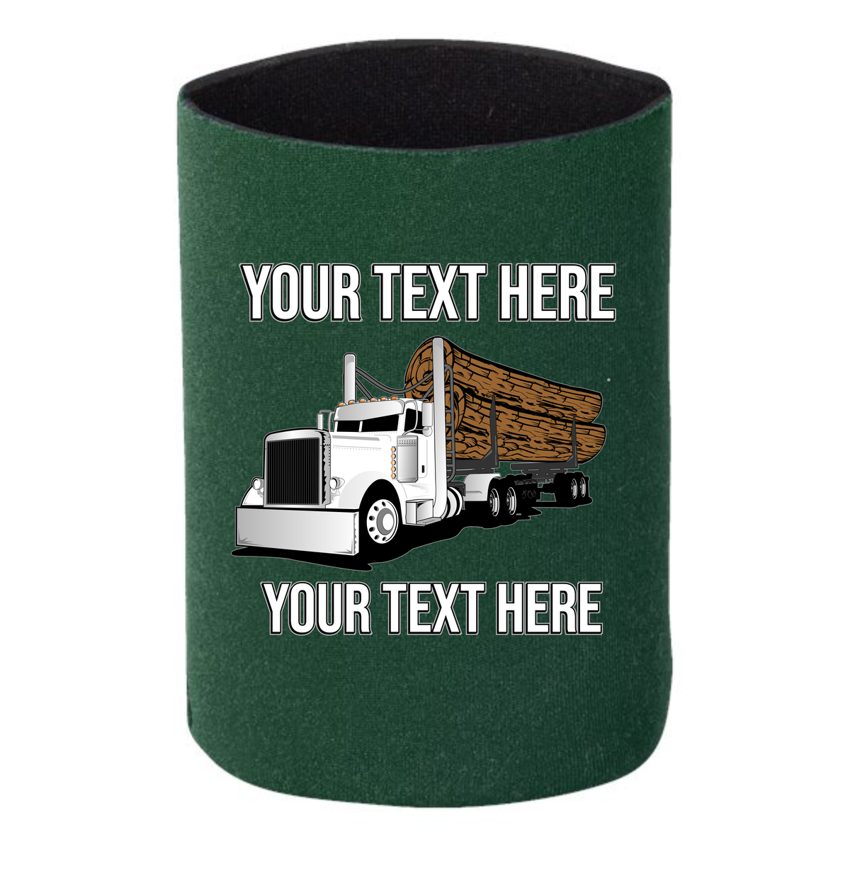 Peterbilt 379 Log Hauler - 1 DOZEN Can Cooler Koozies  - Your Text Here - Free Shipping