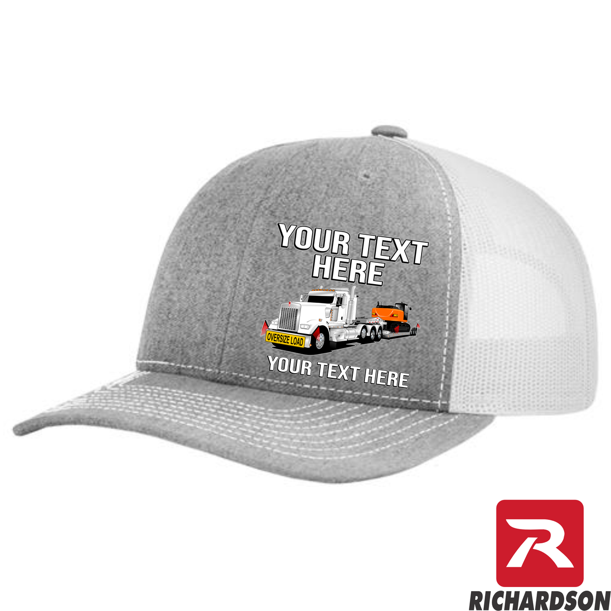 RICHARDSON 112 - Kenworth W900 Lowboy with Excavator   - Your Text Snapback Hats - Free Shipping