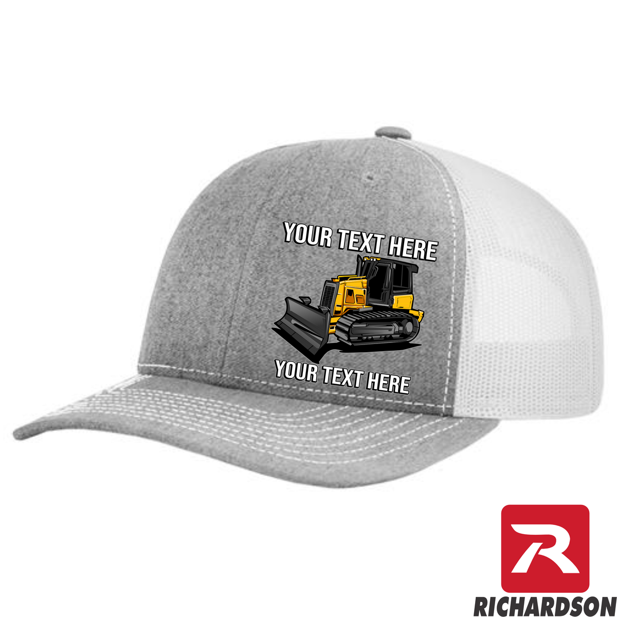 Bull Dozer  - Your Text Here - Richardson 112 Trucker Snapback Hats - Free Shipping