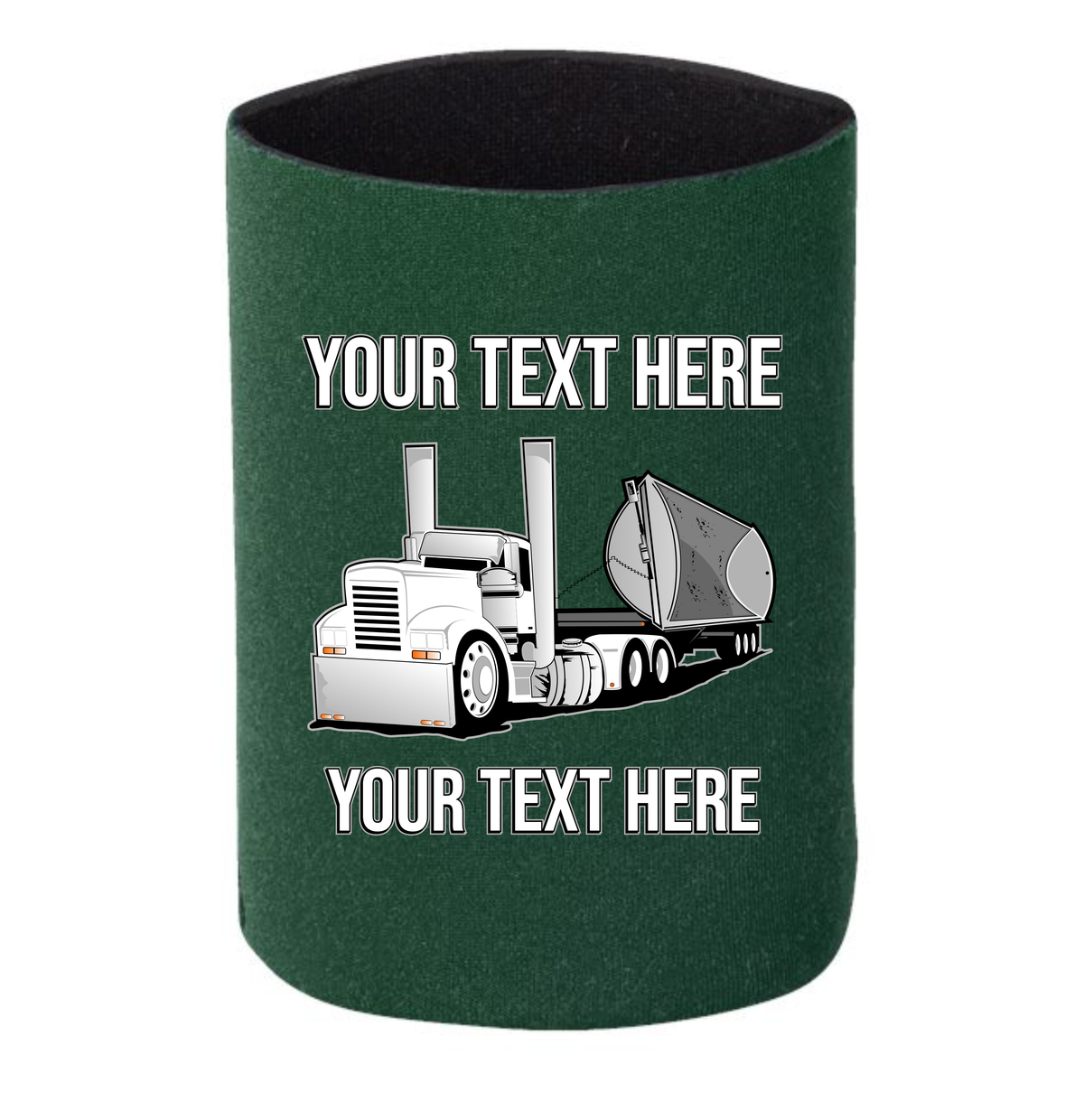 Side Dump Truck - 1 DOZEN Can Cooler Koozies - Your Text Here - Free Shipping