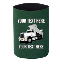 Peterbilt 389 Dump Truck - 1 DOZEN Can Cooler Koozies - Your Text Here - Free Shipping
