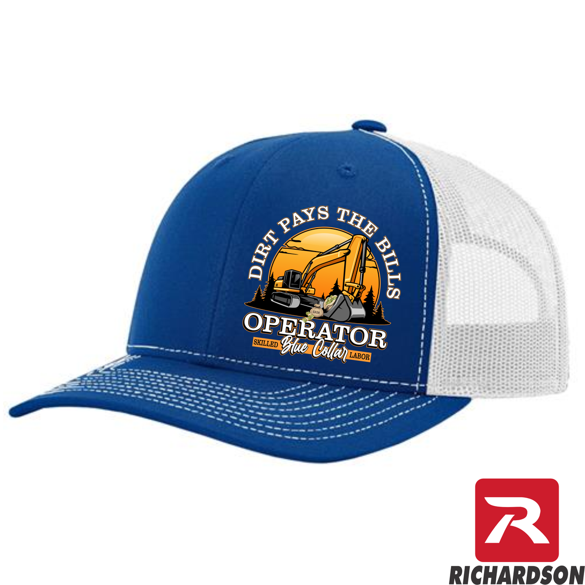 Dirt Pays the Bills -RICHARDSON 112 - Excavator - Snapback Trucker Hat - Free Shipping