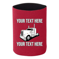 Kenworth W900  Full Truck Flat Top - 1 DOZEN Can Cooler Koozies - Your Text Here - Free Shipping