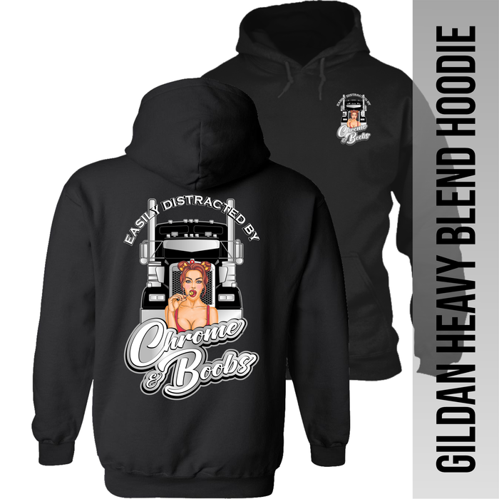 Easily Distracted by Chrome n Boobs - Kenworth W900 - Hoodie