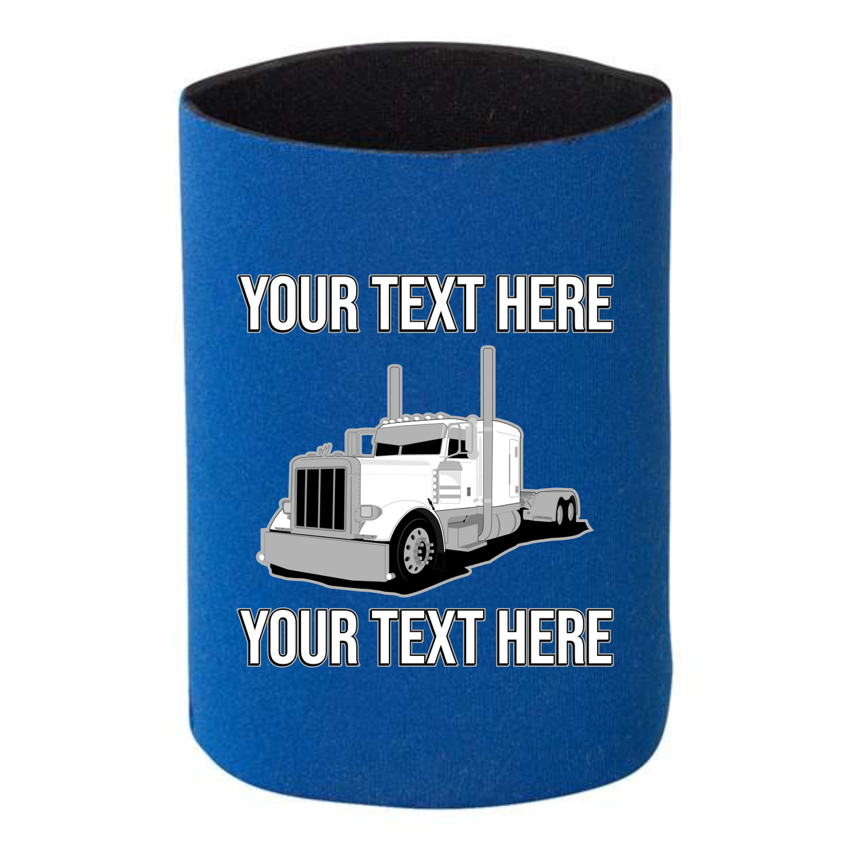 Peterbilt 389 Full Truck - 1 DOZEN Can Cooler Koozies - Your Text Here - Free Shipping
