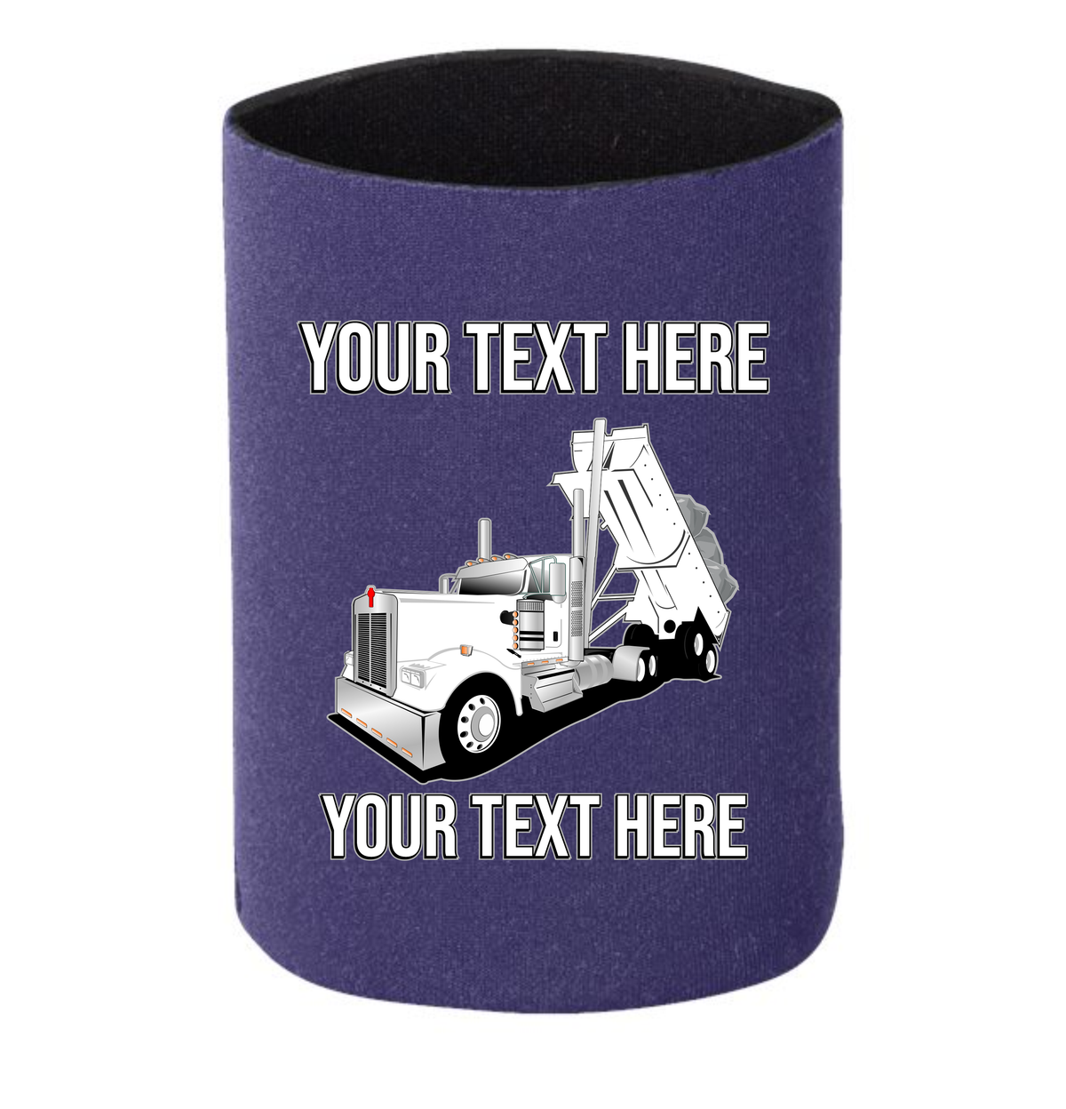 Kenworth W900 End Dump Truck - 1 DOZEN Can Cooler Koozies  - Your Text Here - Free Shipping