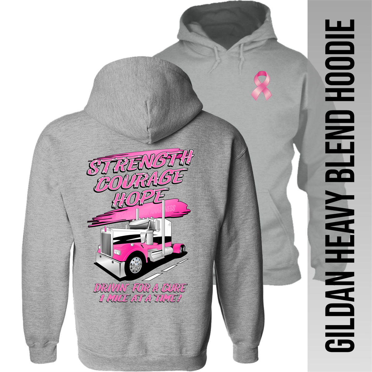 Strength Courage Hope - Breast Cancer - Kenworth - Hoodie