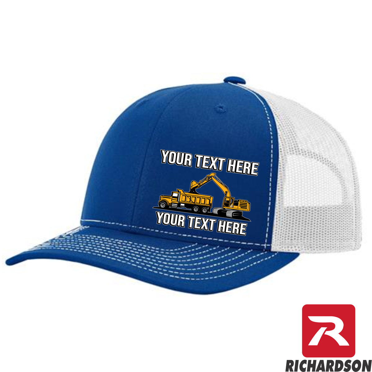 Excavator Dump Truck Loading  - Your Text Here - Richardson 112 - Trucker Snapback Hats - Free Shipping