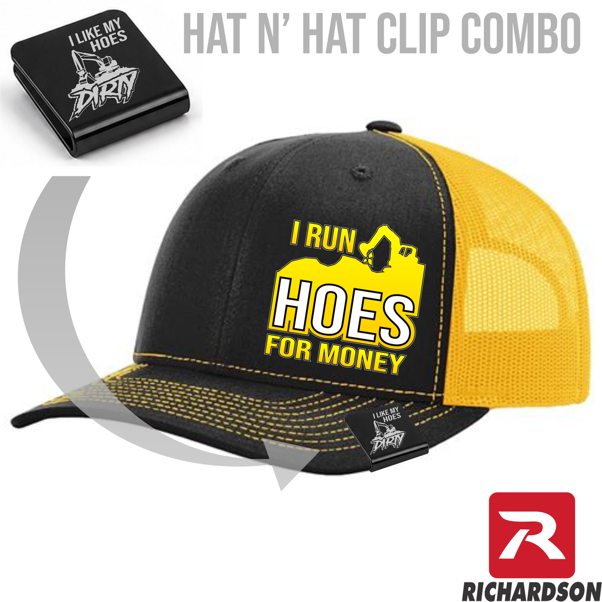 I Run Hoes For Money Hat & Clip Combo - Richardson 112 - Free Shipping
