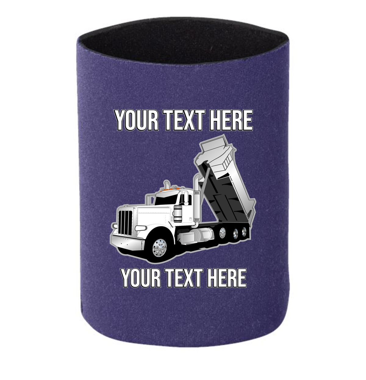 Peterbilt Dump Truck - 1 DOZEN Can Cooler Koozies - Your Text Here - Free Shipping