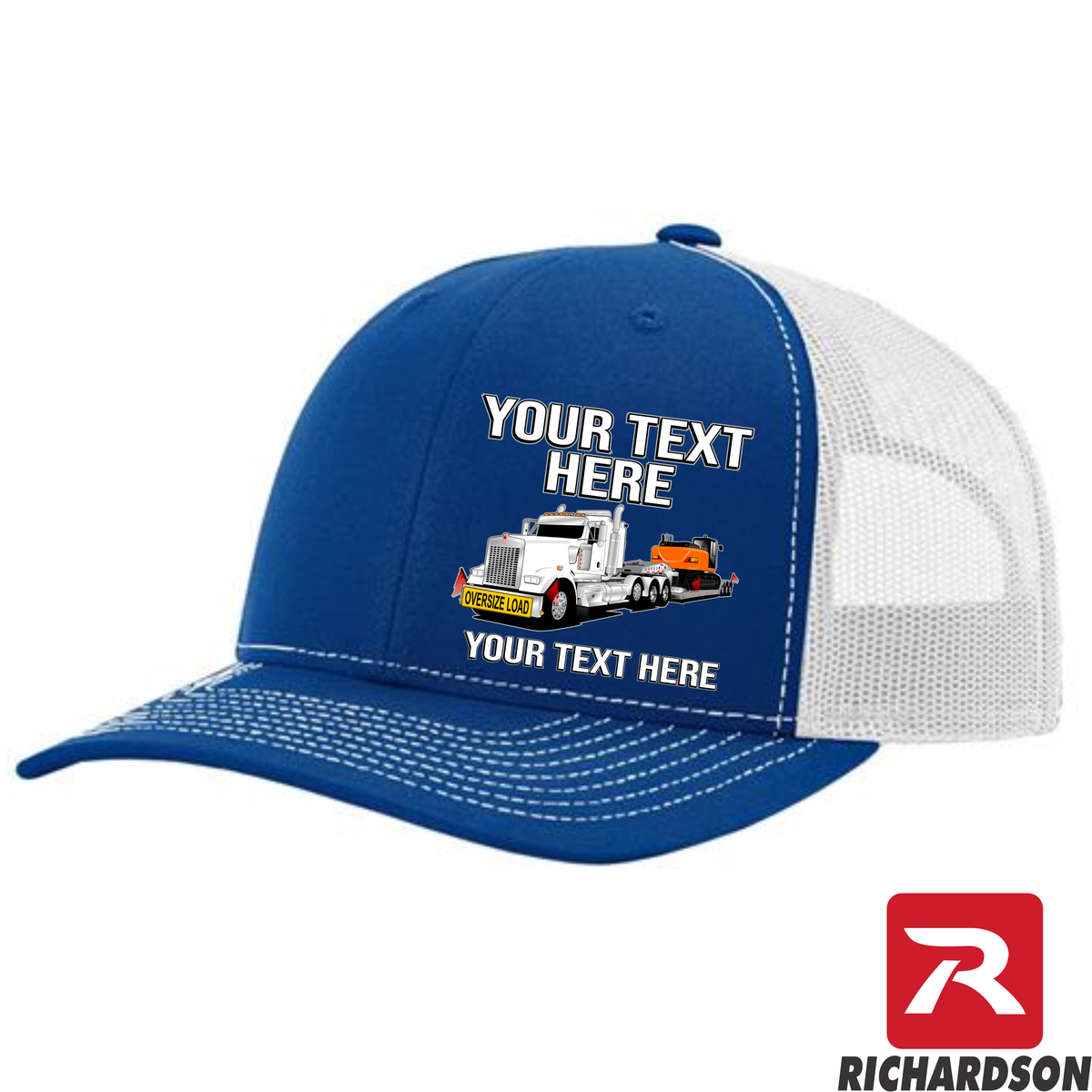 RICHARDSON 112 - Kenworth W900 Lowboy with Excavator   - Your Text Snapback Hats - Free Shipping