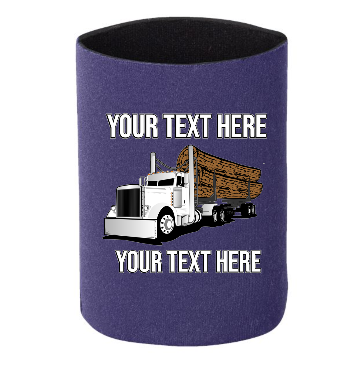 Peterbilt 379 Log Hauler - 1 DOZEN Can Cooler Koozies  - Your Text Here - Free Shipping