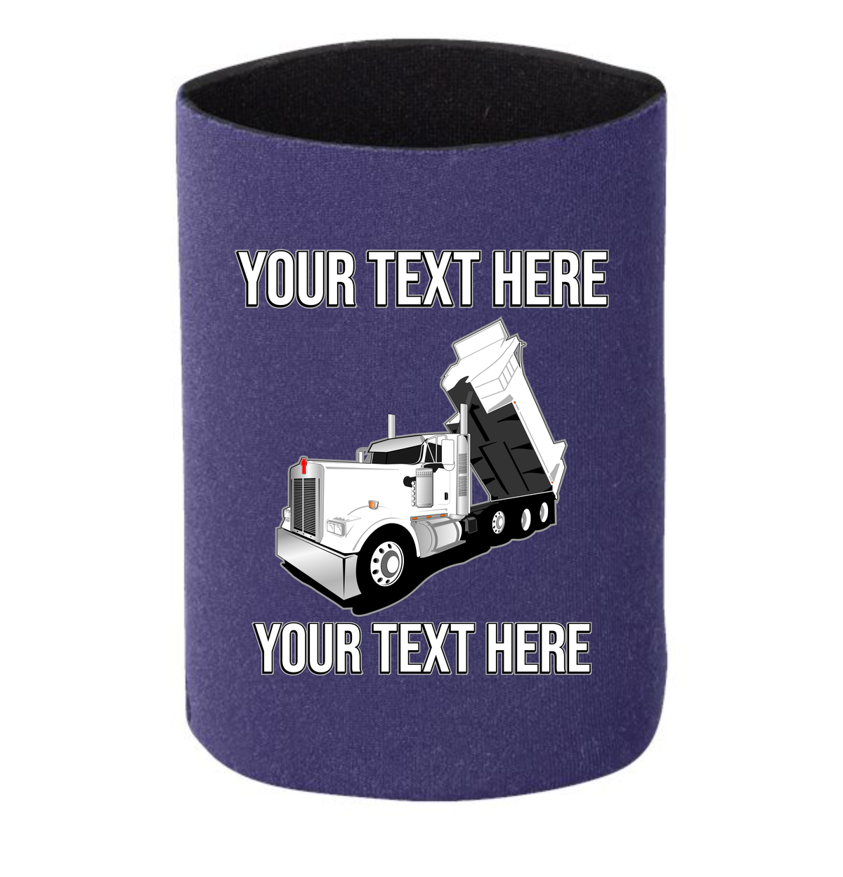 Kenworth W990 Dump Truck - 1 DOZEN Can Cooler Koozies - Your Text Here - Free Shipping