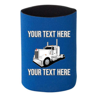 Kenworth W900  Full Truck Flat Top - 1 DOZEN Can Cooler Koozies - Your Text Here - Free Shipping