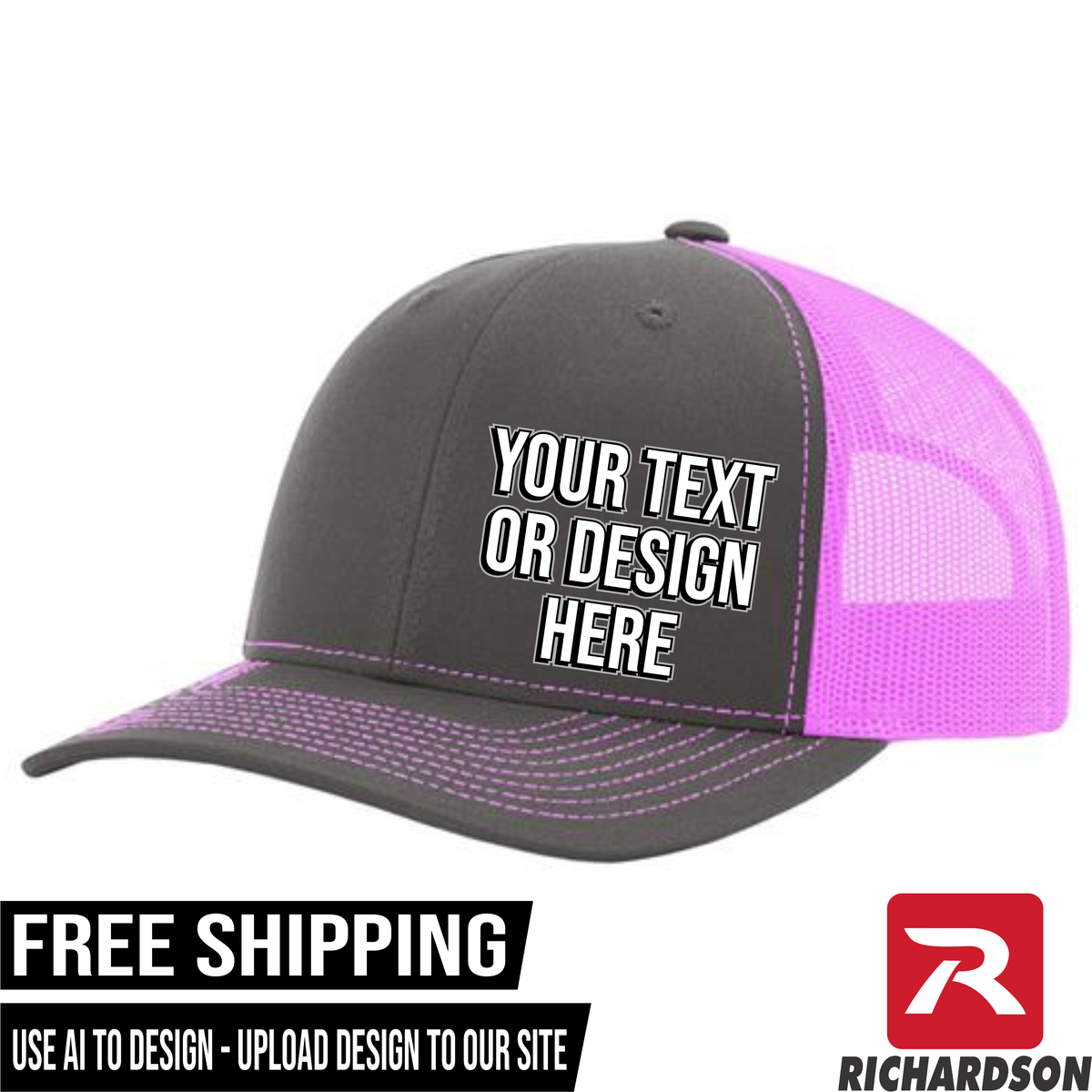 Your Text or Design Here - Richardson 112 6 Panel Hat - Free Shipping