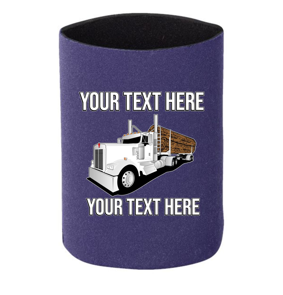 Kenworth Log Hauler - 1 DOZEN Can Cooler Koozies - Your Text Here - Free Shipping
