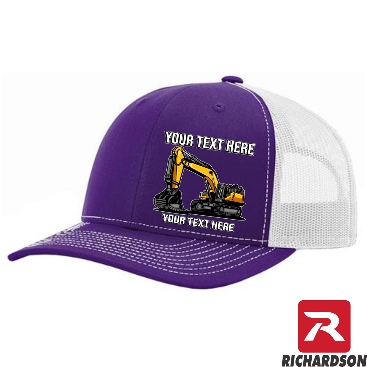 Excavator Solo  - Your Text Here - Richardson 112  Trucker Snapback Hats - Free Shipping