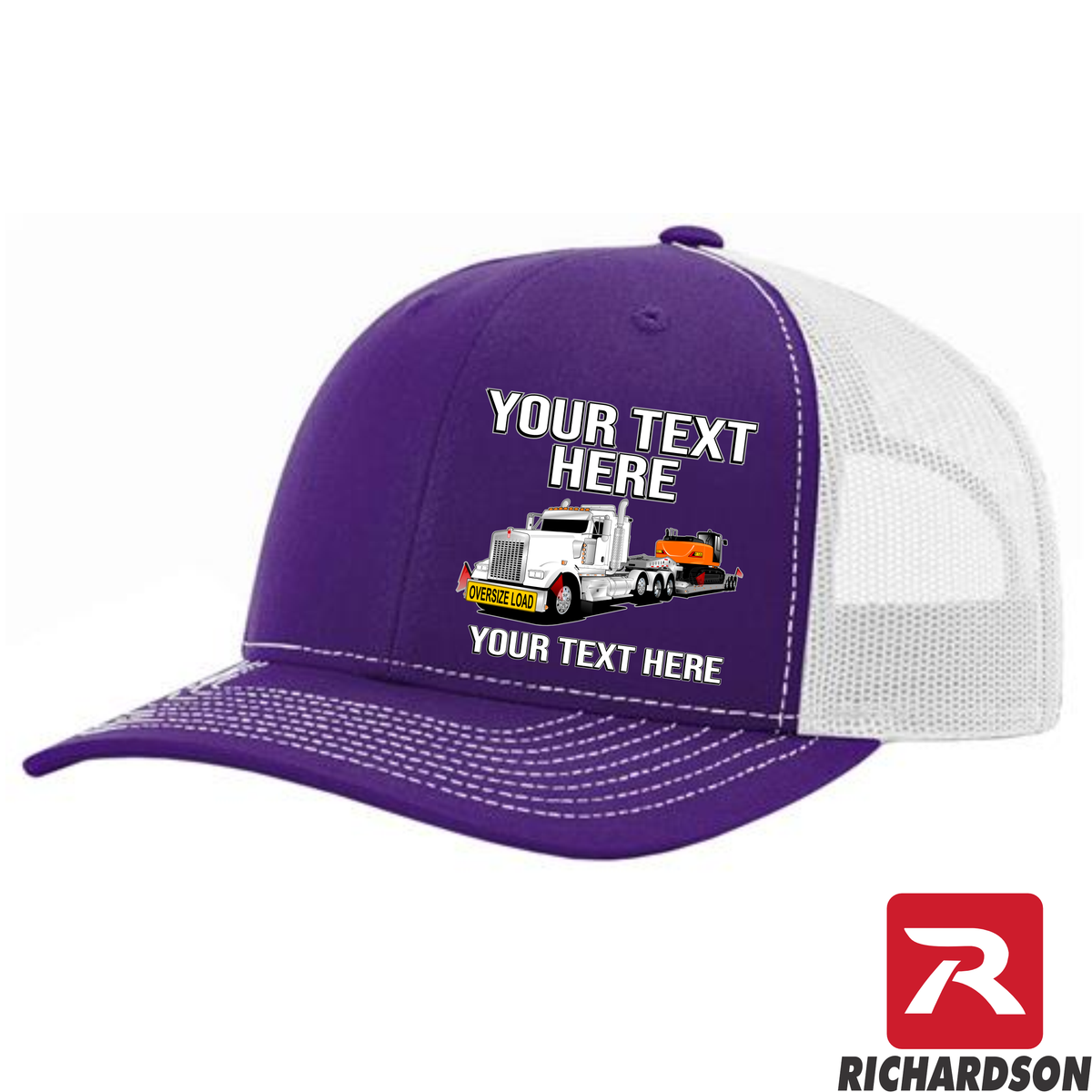 RICHARDSON 112 - Kenworth W900 Lowboy with Excavator   - Your Text Snapback Hats - Free Shipping