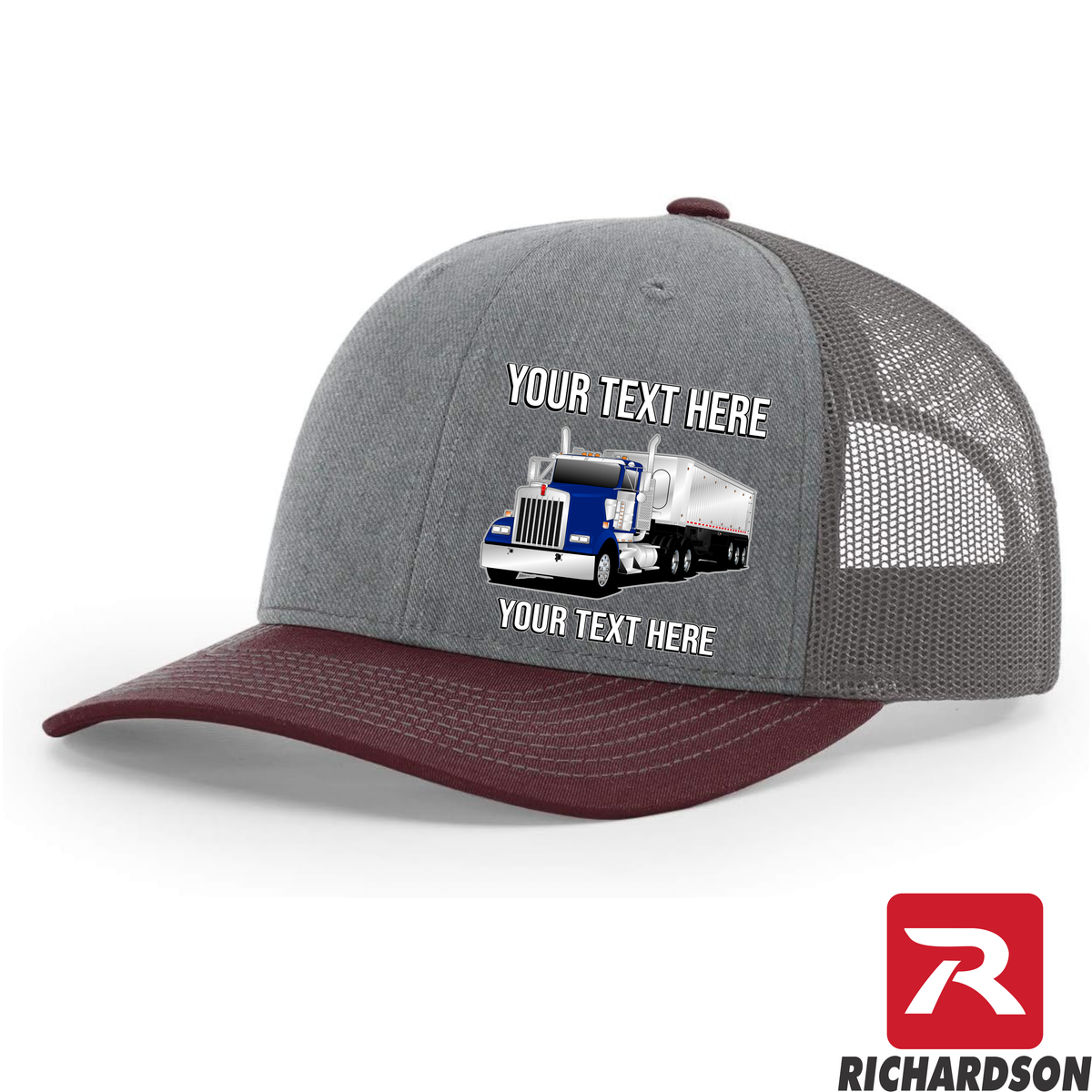 Kenworth W900 Day Cab Dump Trailer -  Richardson 112 Trucker Hat - Your Text Here - Free Shipping