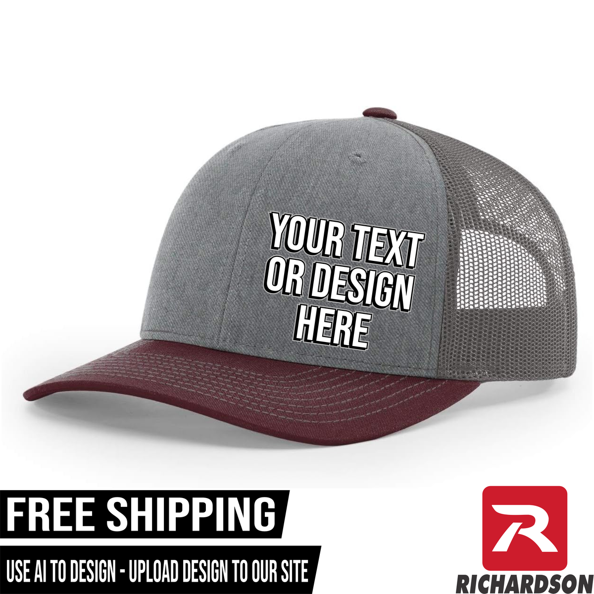 Your Text or Design Here - Richardson 112 6 Panel Hat - Free Shipping