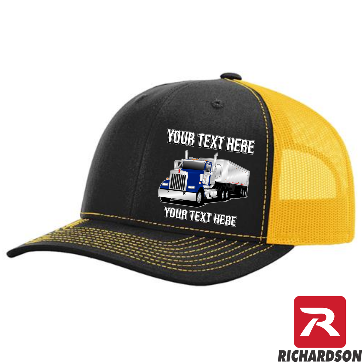 Kenworth W900 Day Cab Dump Trailer -  Richardson 112 Trucker Hat - Your Text Here - Free Shipping