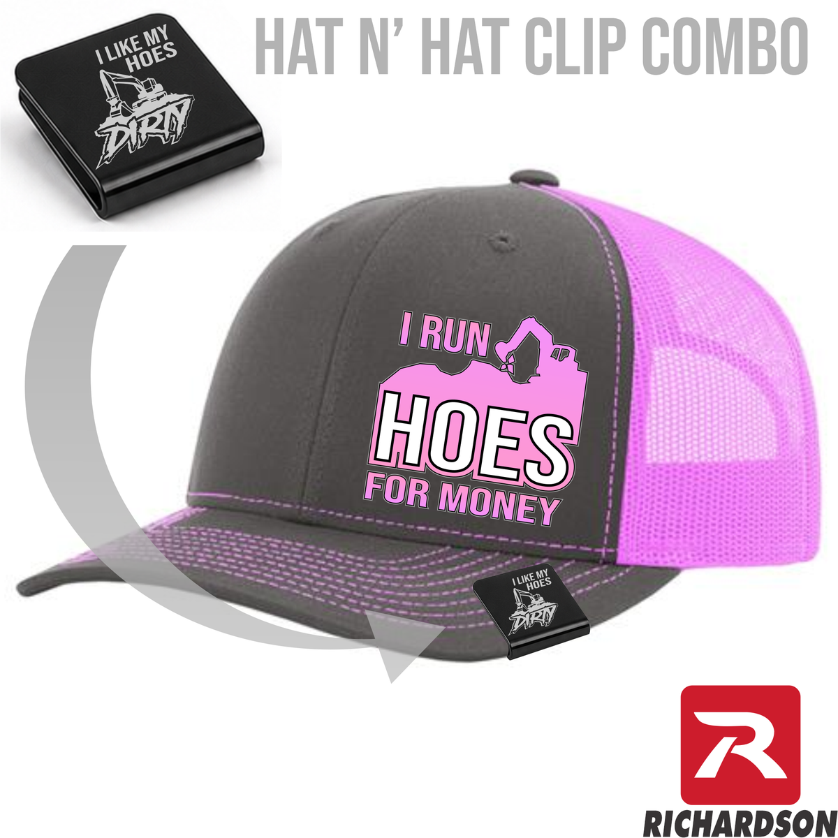 I Run Hoes For Money Hat & Clip Combo - Richardson 112 - Free Shipping