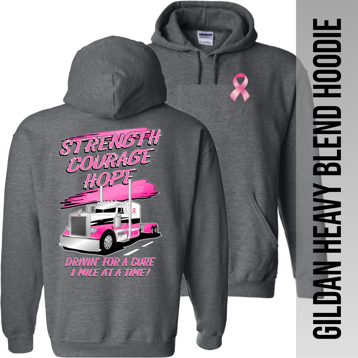 Strength Courage Hope - Peterbilt - Breast Cancer - Peterbilt - Hoodie