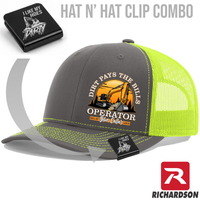 Dirt Pays the Bills - Excavator - Hat & Clip Combo - Richardson 112 - Free Shipping