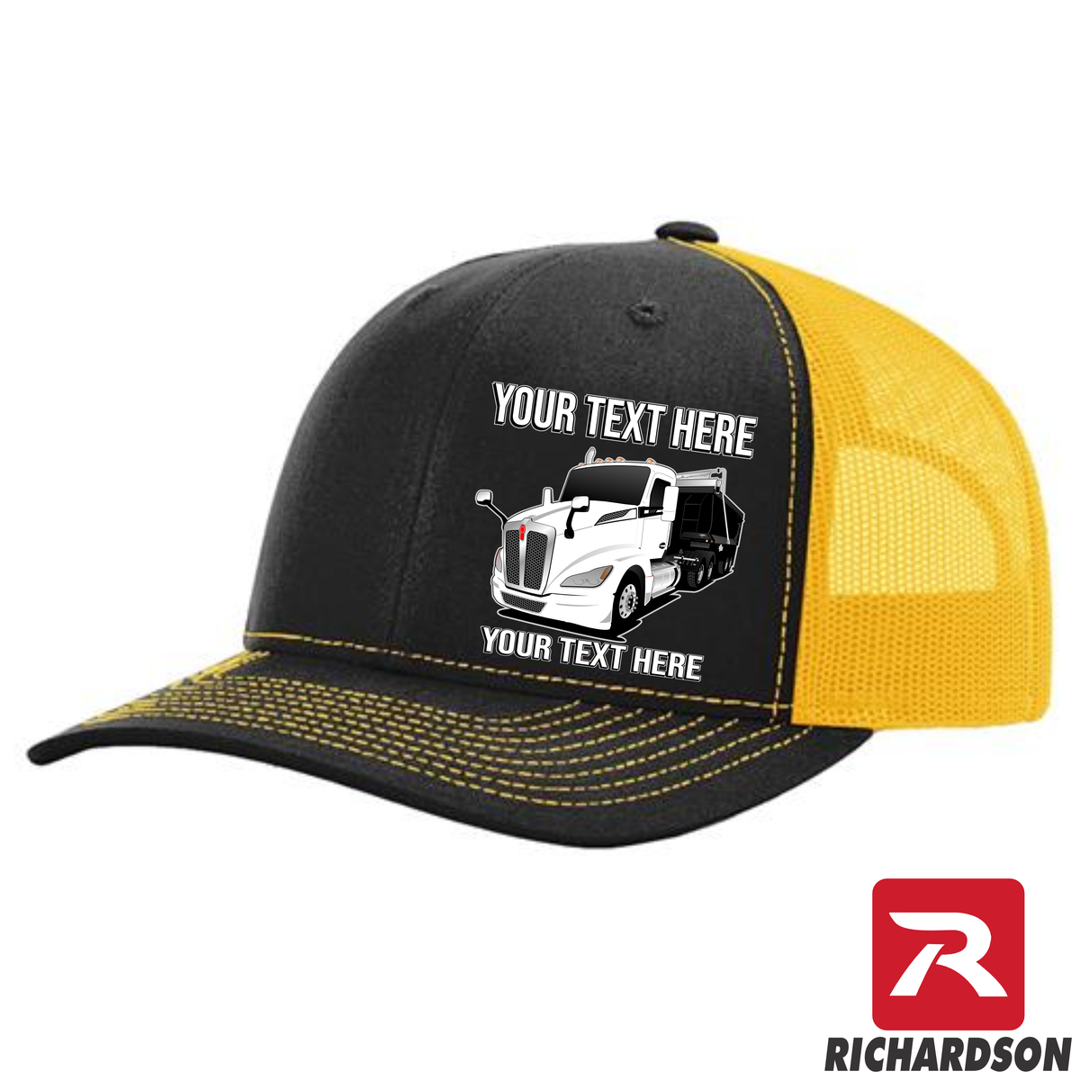RICHARDSON 112 - Kenworth T680 Dump Truck  - Your Text Snapback Hats - Free Shipping
