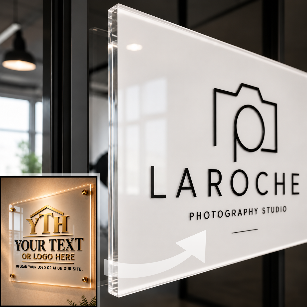 Acrylic Sign Vertical Rectangle - Your Logo or Text Here - Free Shipping