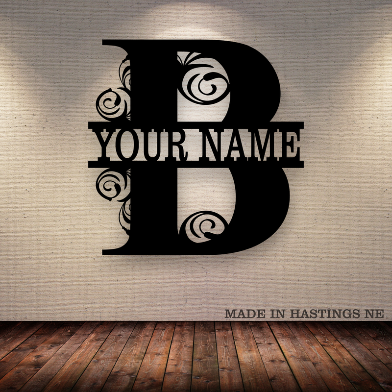A-Z Split Letter - Your Text - Metal Monogram Sign
