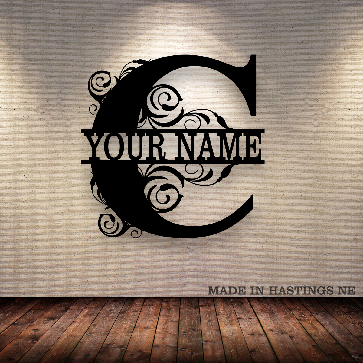 A-Z Split Letter - Your Text - Metal Monogram Sign