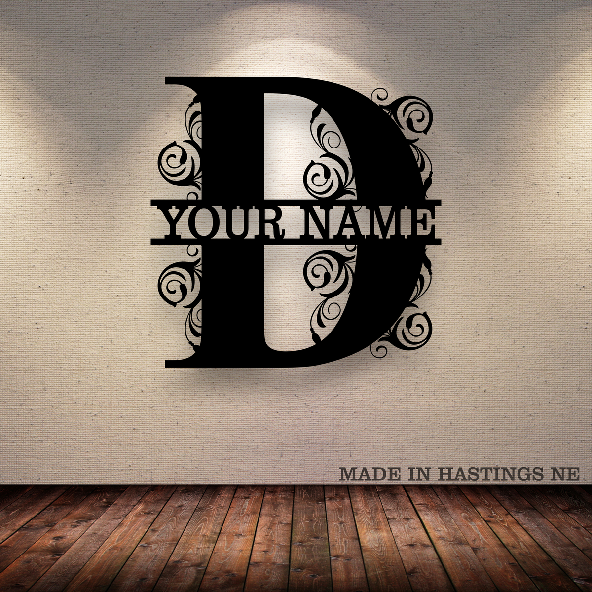 A-Z Split Letter - Your Text - Metal Monogram Sign