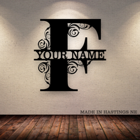 A-Z Split Letter - Your Text - Metal Monogram Sign
