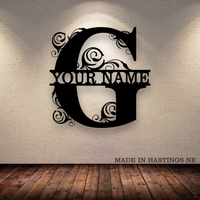 A-Z Split Letter - Your Text - Metal Monogram Sign