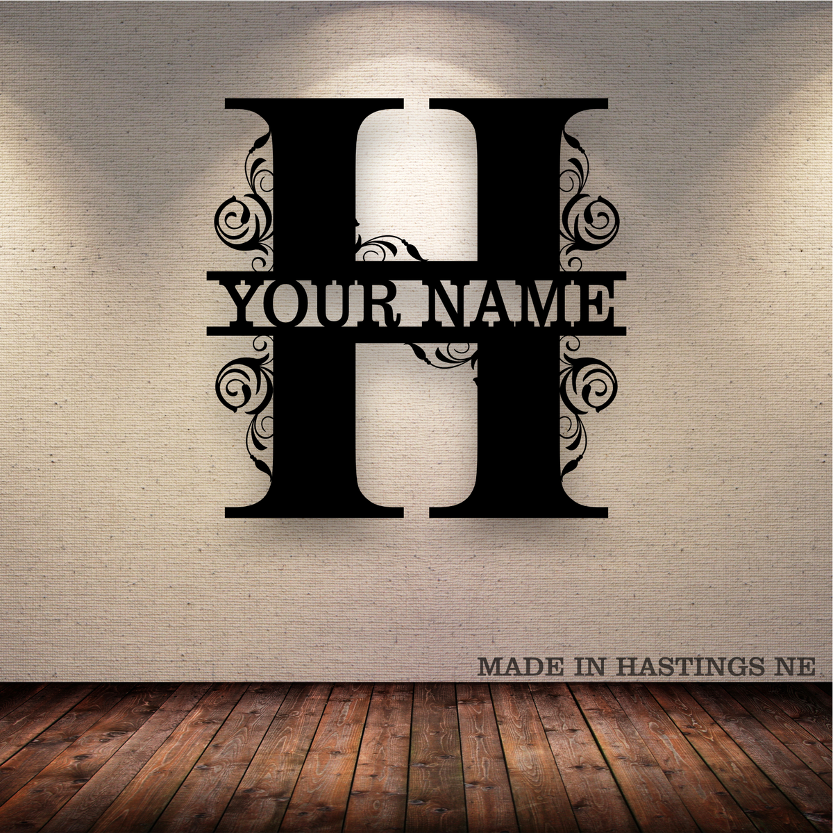 A-Z Split Letter - Your Text - Metal Monogram Sign