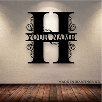 A-Z Split Letter - Your Text - Metal Monogram Sign