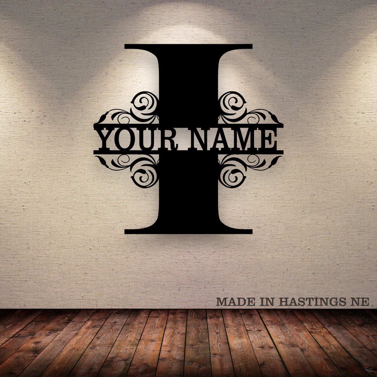 A-Z Split Letter - Your Text - Metal Monogram Sign