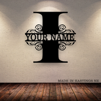 A-Z Split Letter - Your Text - Metal Monogram Sign
