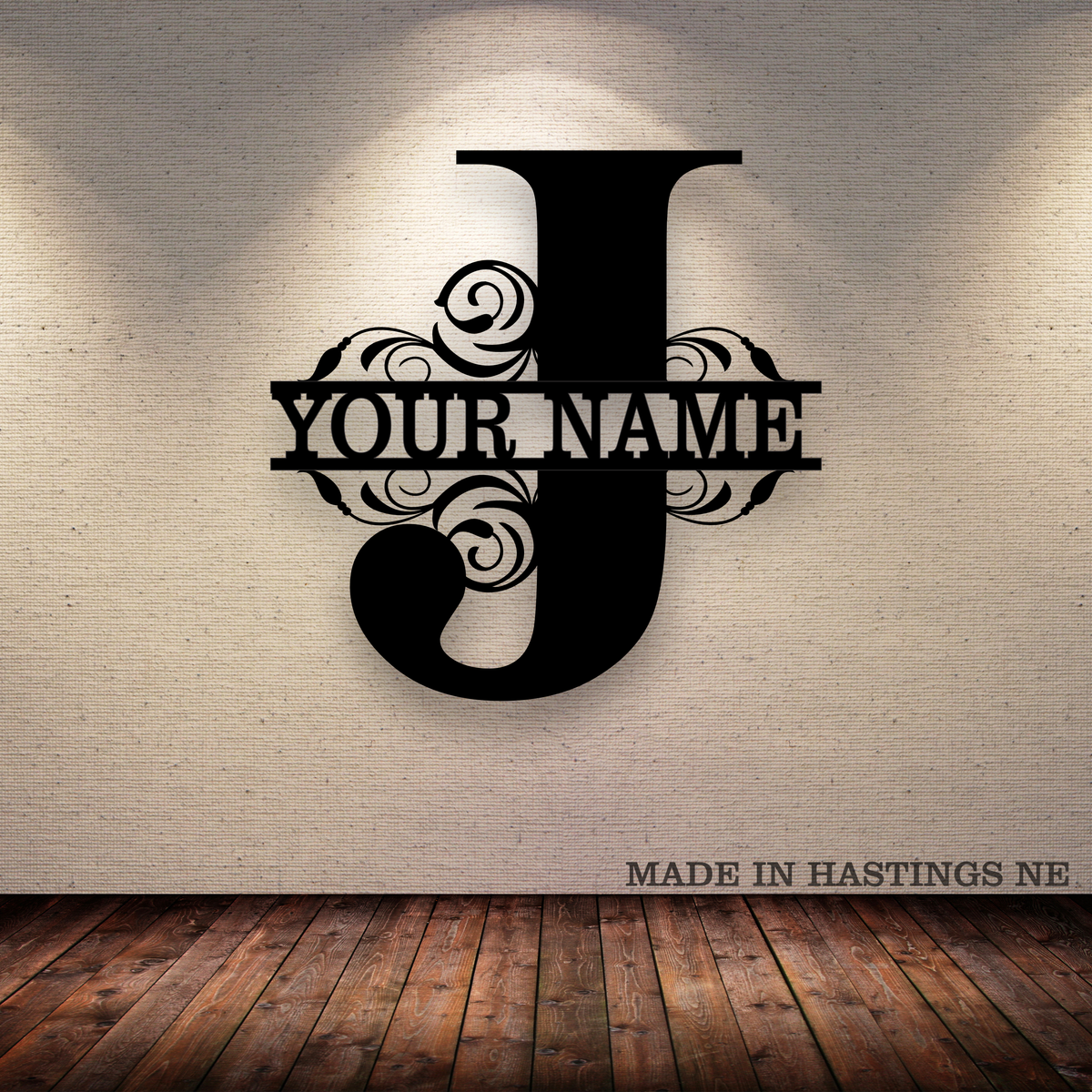 A-Z Split Letter - Your Text - Metal Monogram Sign