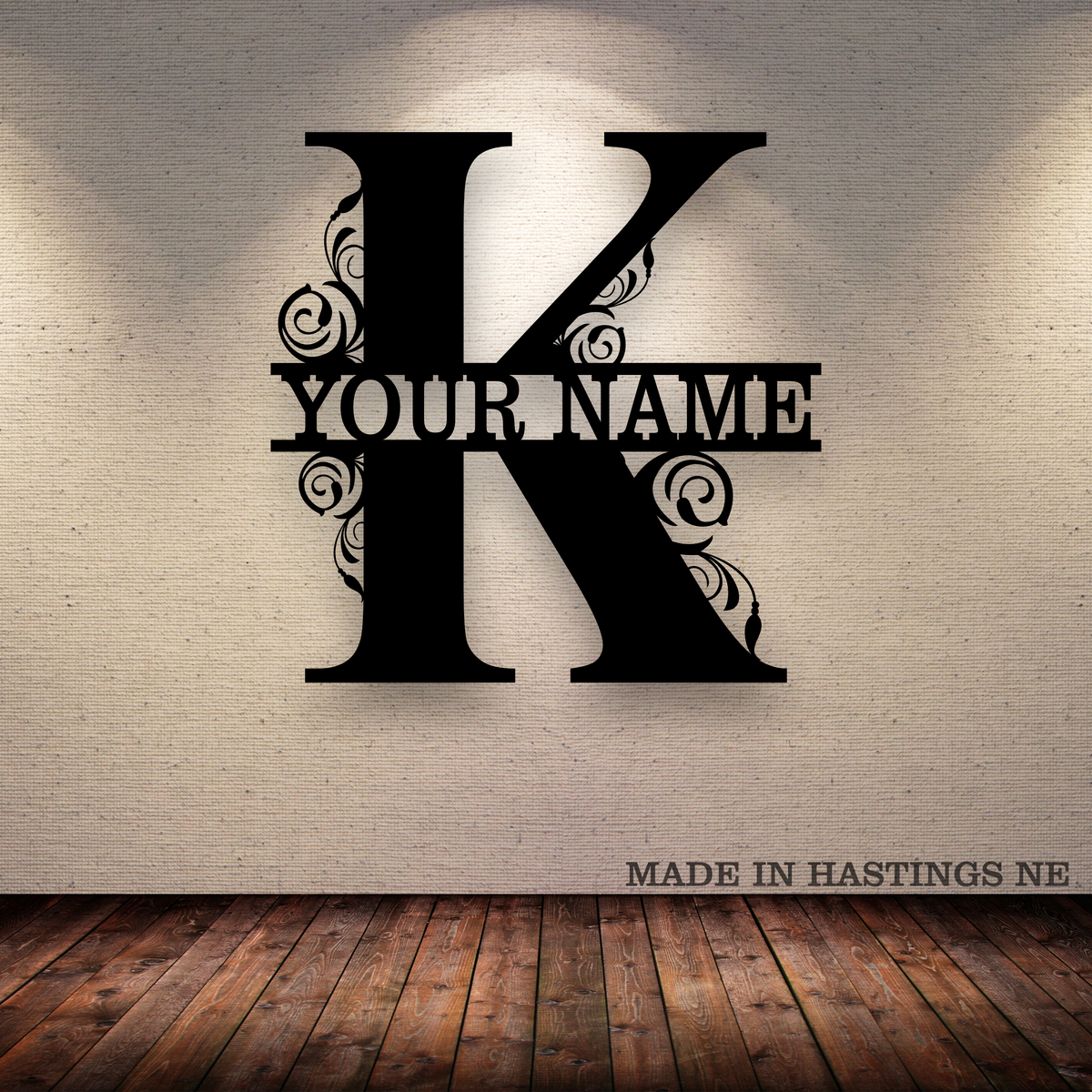 A-Z Split Letter - Your Text - Metal Monogram Sign