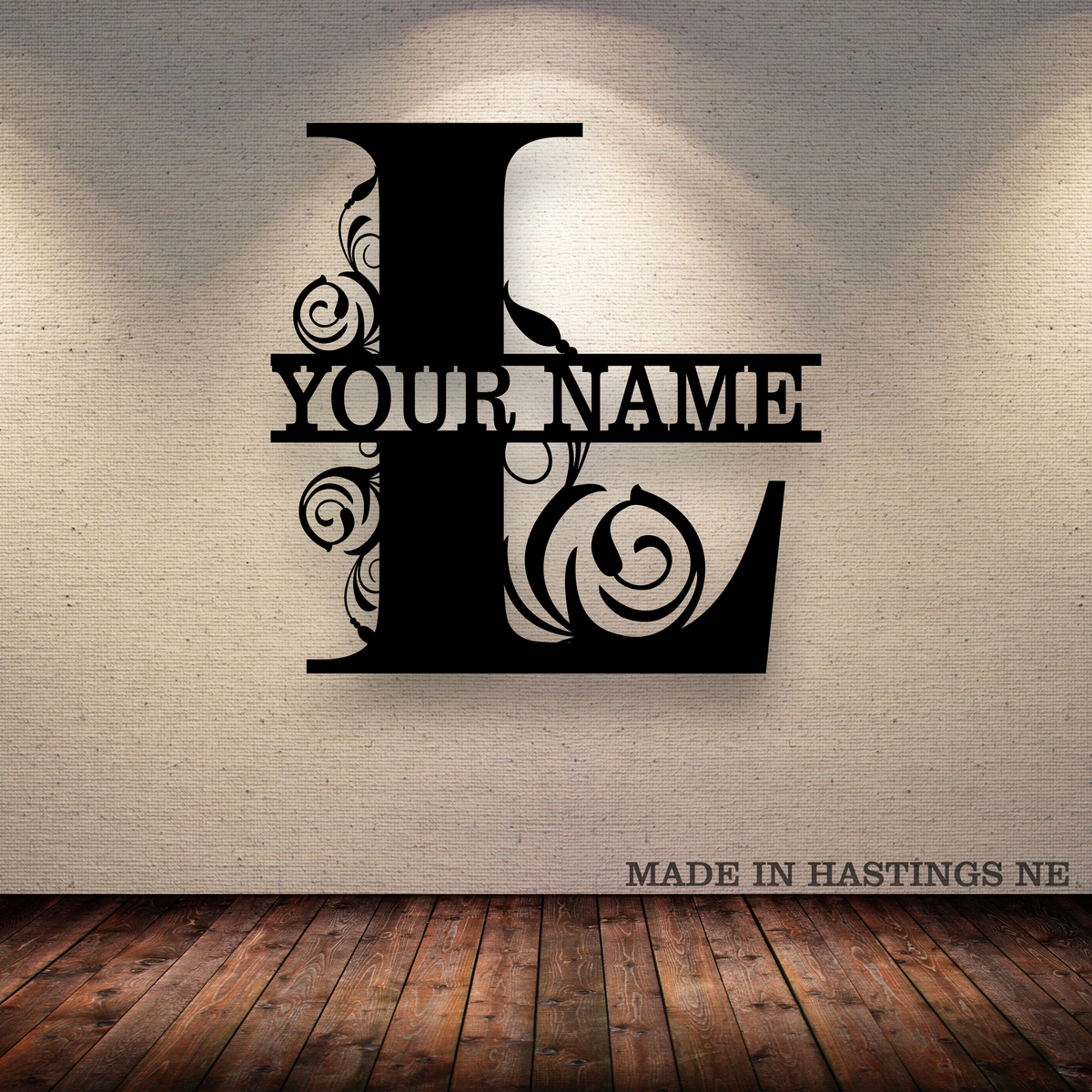 A-Z Split Letter - Your Text - Metal Monogram Sign