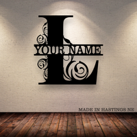 A-Z Split Letter - Your Text - Metal Monogram Sign