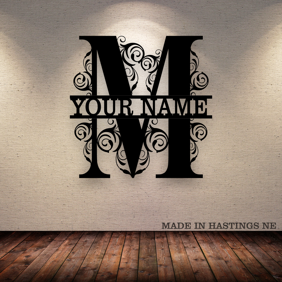 A-Z Split Letter - Your Text - Metal Monogram Sign