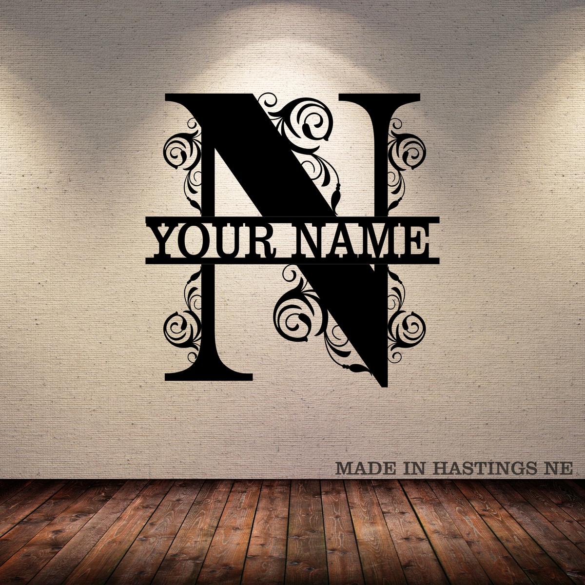 A-Z Split Letter - Your Text - Metal Monogram Sign