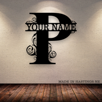 A-Z Split Letter - Your Text - Metal Monogram Sign